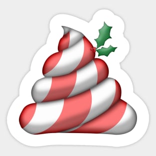 Christmas Candy Cane Poop Emoji Sticker